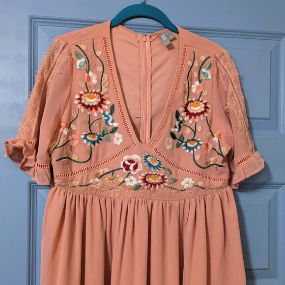 ASOS Maternity embroidered Pink Midi Dress - Picture 6 of 10